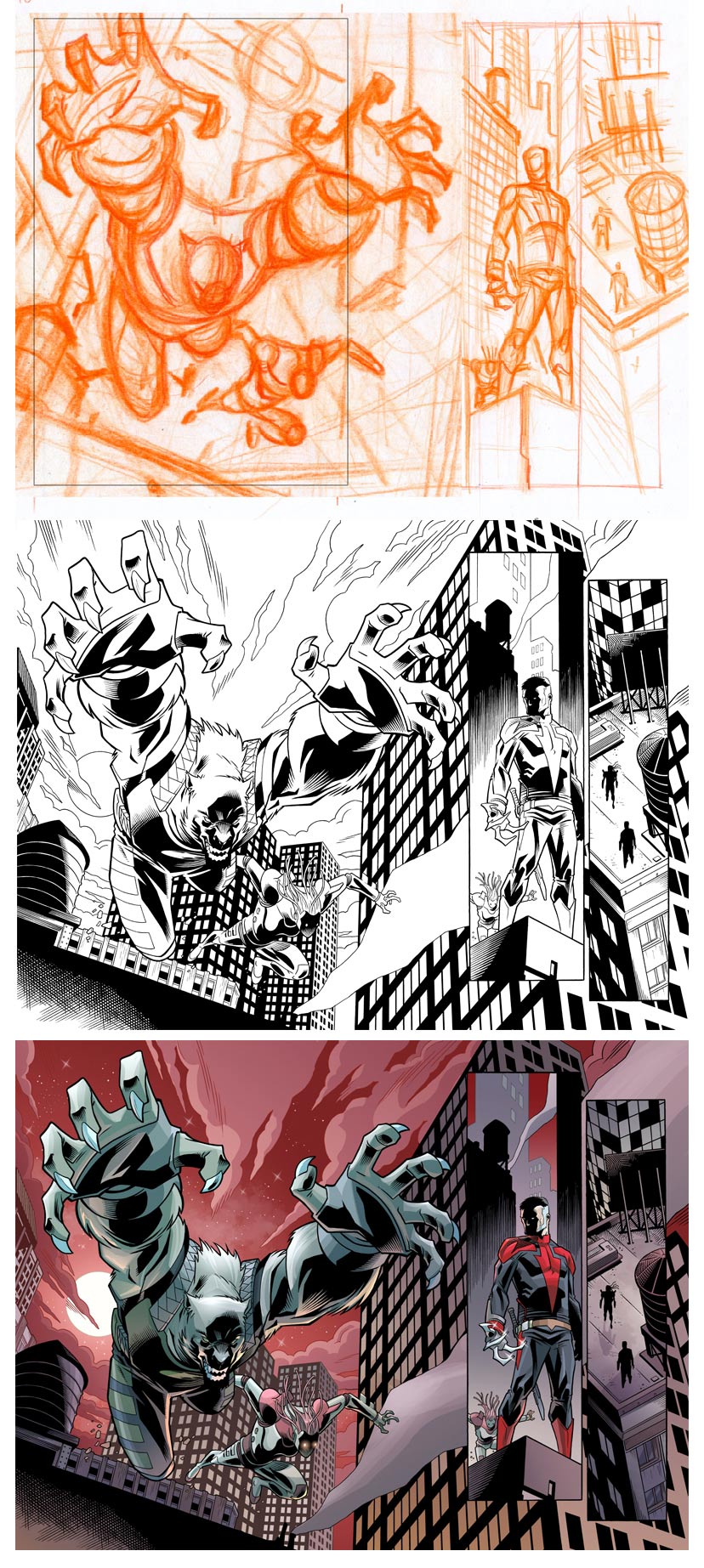 Wolf-Man 22 Page 10-11 Process