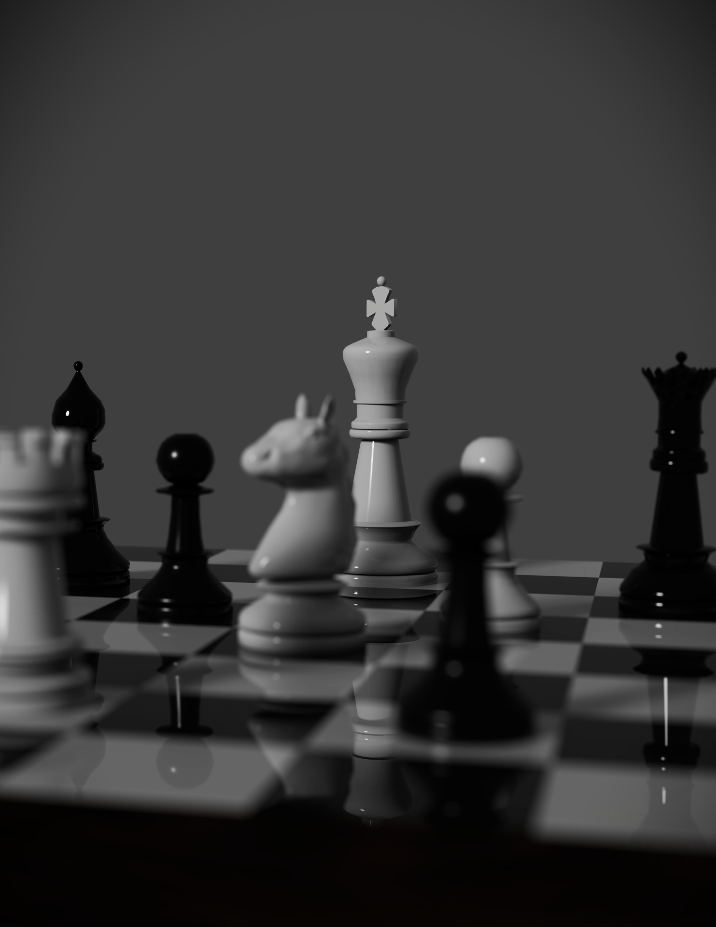 Chess Board 3d Model Of A On Black Background Backgrounds