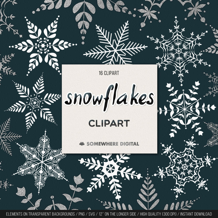 PNG files 125 snowflake pack Digital Scrapbooking Snowflake Clipart INSTANT DOWNLOAD 300 dpi