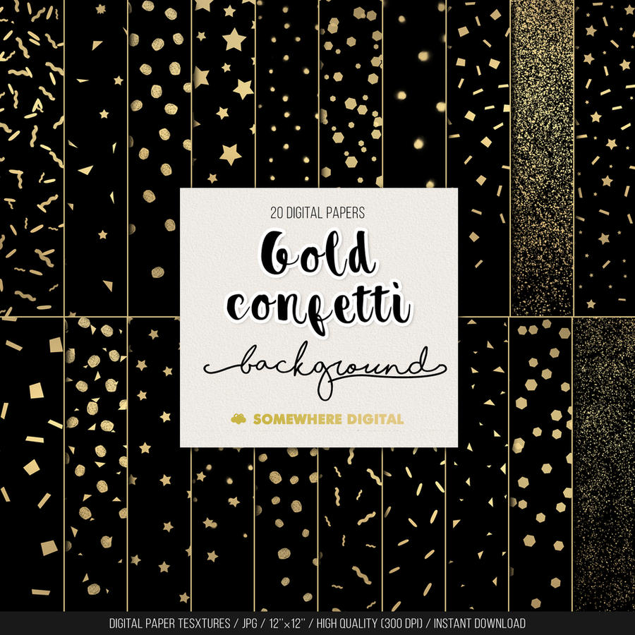 Black and Gold Party Decorations Clipart By Digital Curio