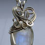 Moonstone Wrapped in Silverplated Wire