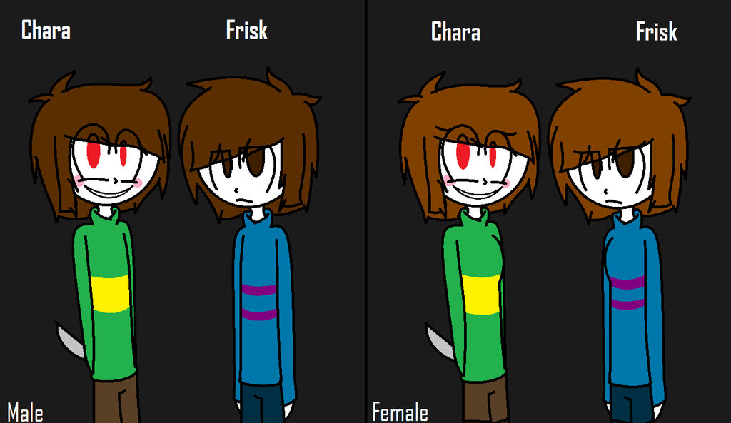 Chara And Frisk Male And Female By Bonniethegamer01 On Deviantart