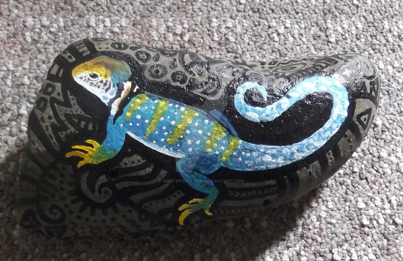 Painted Lizards On Rocks No. 9 - Collared Lizard Rock Painting by MasterKrypton on DeviantArt