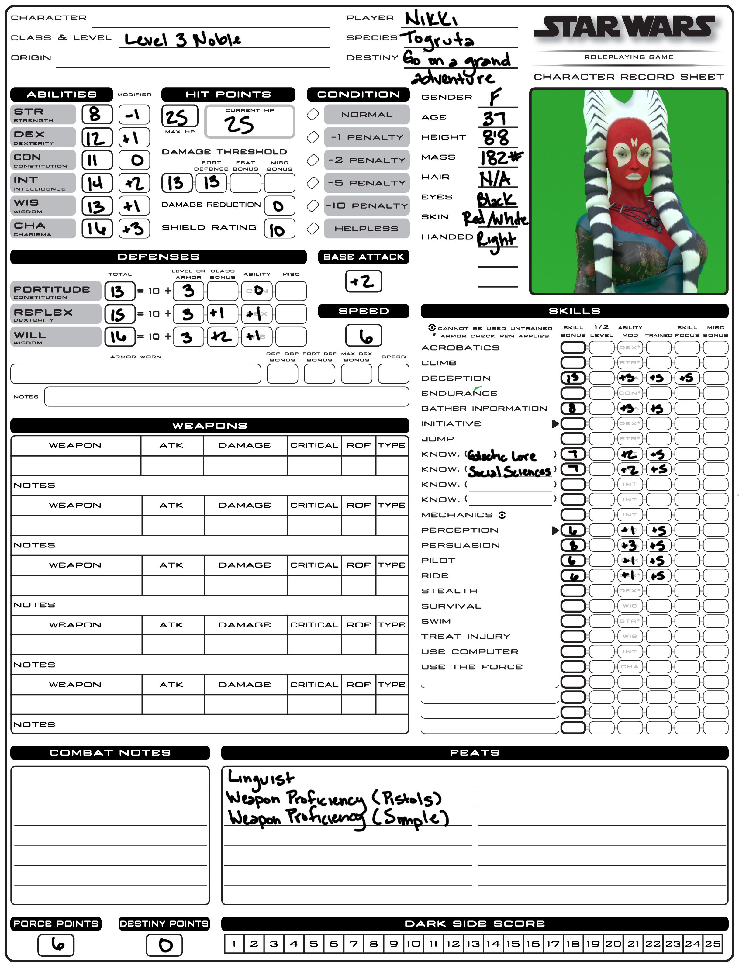 Star Wars SAGA Character Sheet1 by DesiDoll on DeviantArt