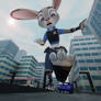 Judy Looming through the street