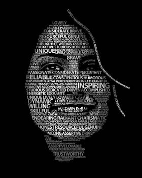 Lady In Black Typography Portrait