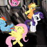 Mane 6 With Derpy In A Car