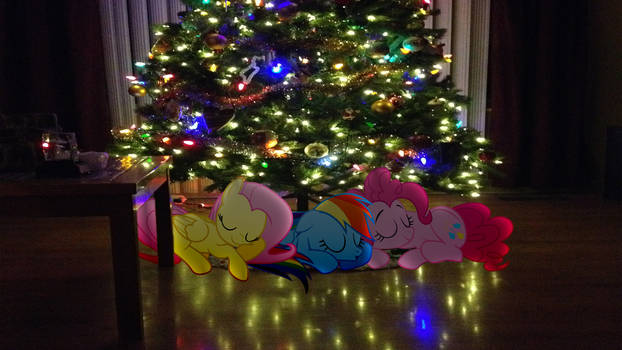 Ponies Sleeping Under The Christmas Tree