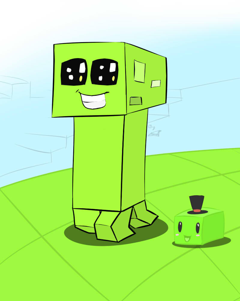 Sam Green-Minecraft-Creeper and a slime by HanafiHikari on DeviantArt