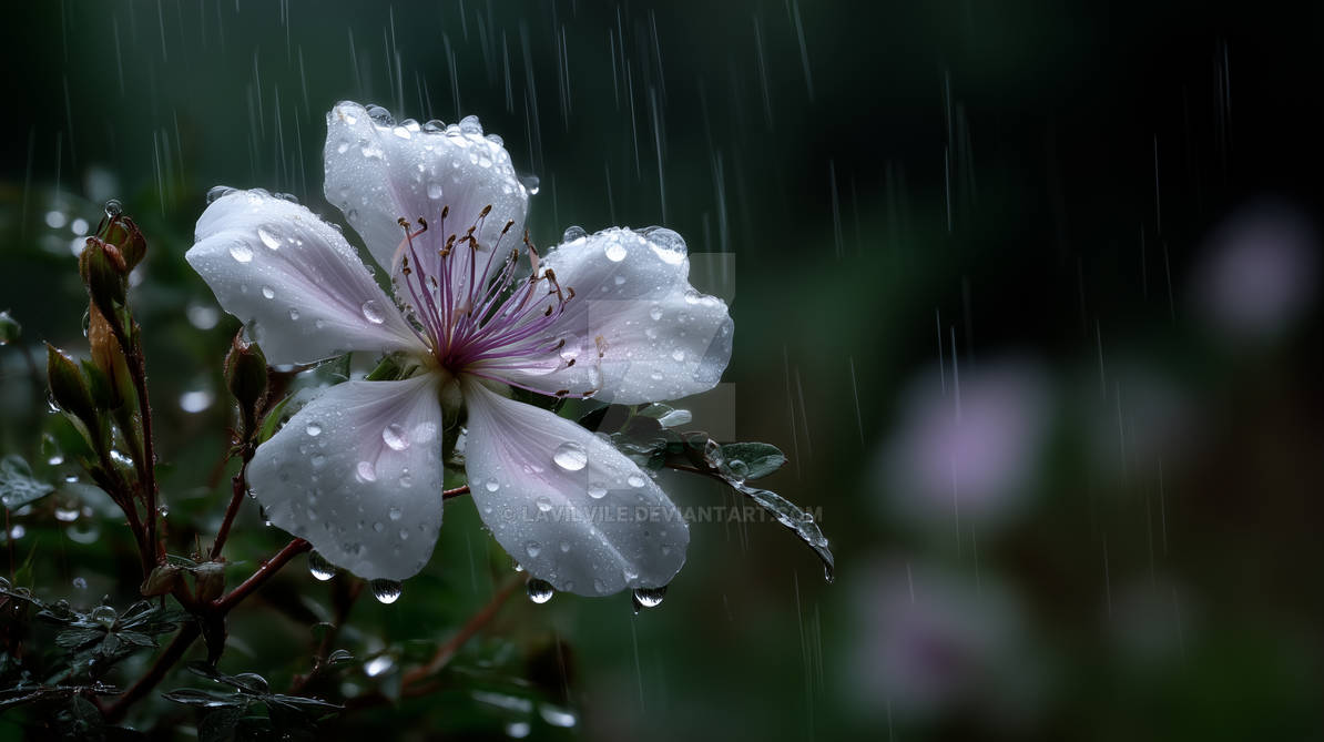 Devas Raining Flowers White Flower in the Rain by LavilVile on DeviantArt