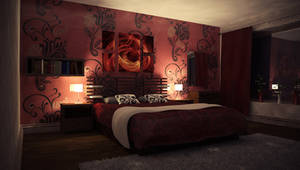 Nightly red bedroom