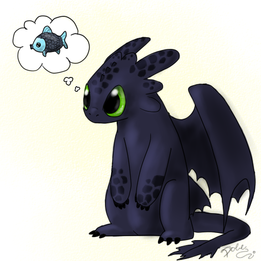 Cute Toothless Fish Toothless wants a fish. by Dotchees on DeviantArt