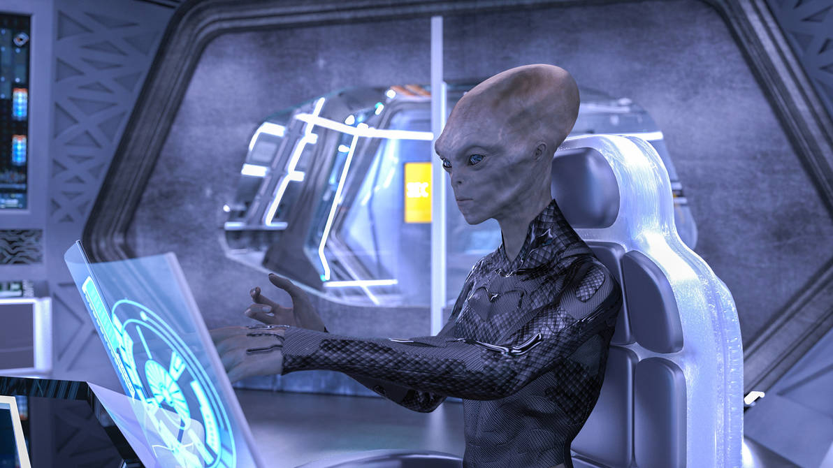 Alien on ship controls by Hathorgalactic on DeviantArt