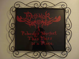 Dethklok cross stitch sampler