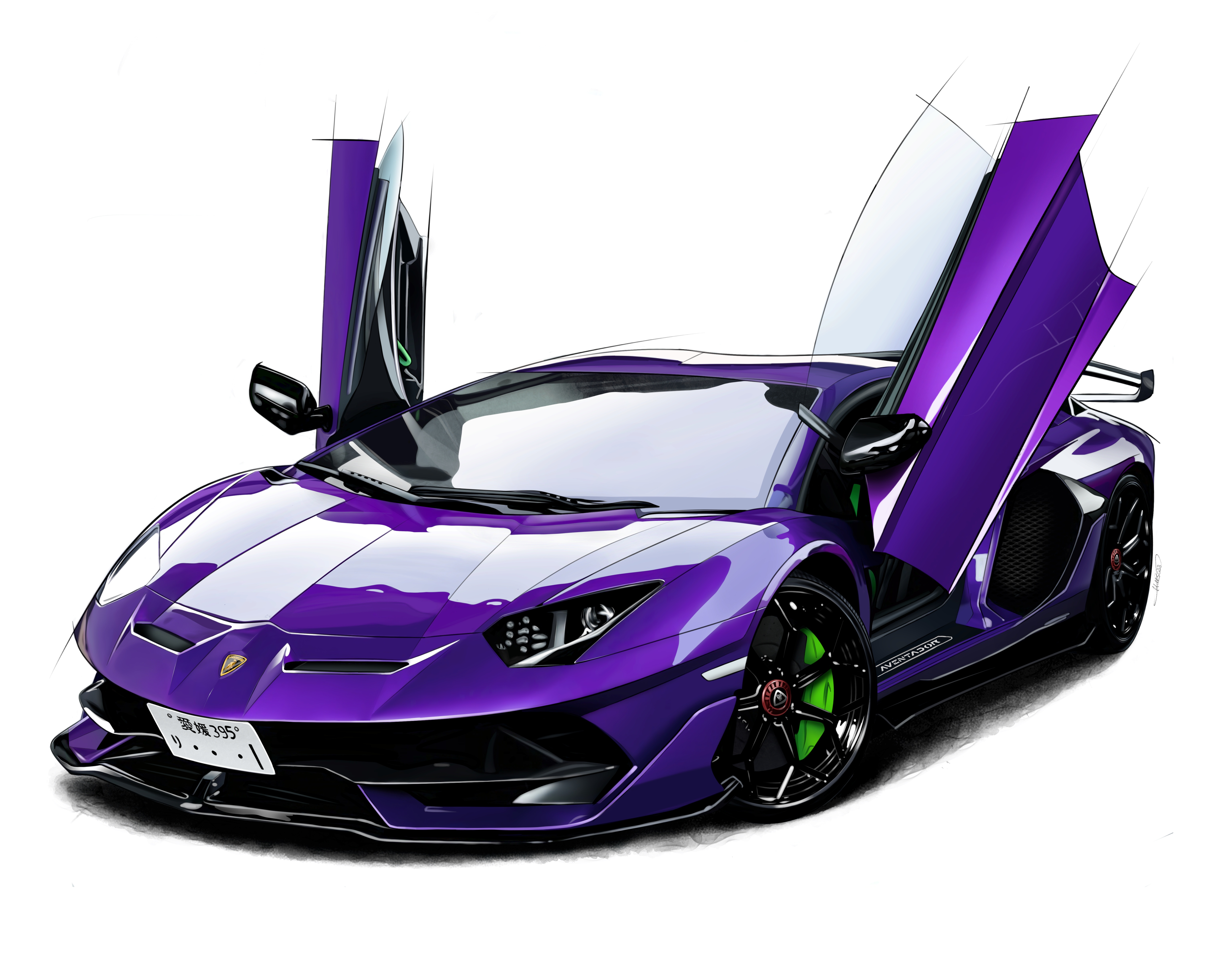 Purple Lamborghini Digital Drawing by HellBoss-WG on DeviantArt