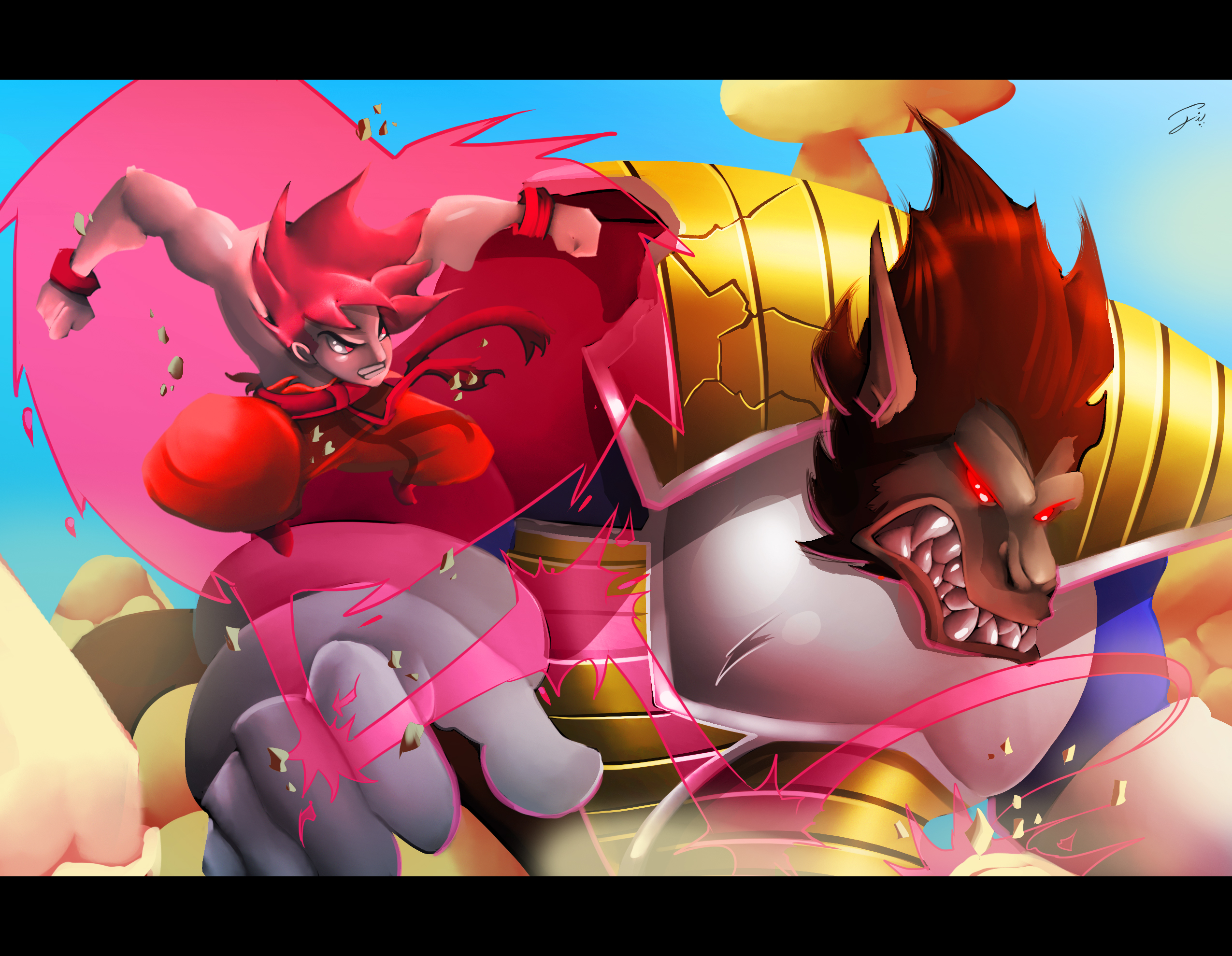 Goku vs Ozaru Vegeta by ZeyJin on DeviantArt Goku vs Ozaru Vegeta by ZeyJin on DeviantArt