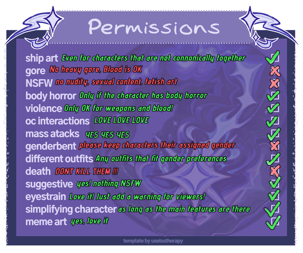 Artfight 2024 permissions 2 by JacquelynArt on DeviantArt Artfight 2024 permissions 2 by JacquelynArt on DeviantArt