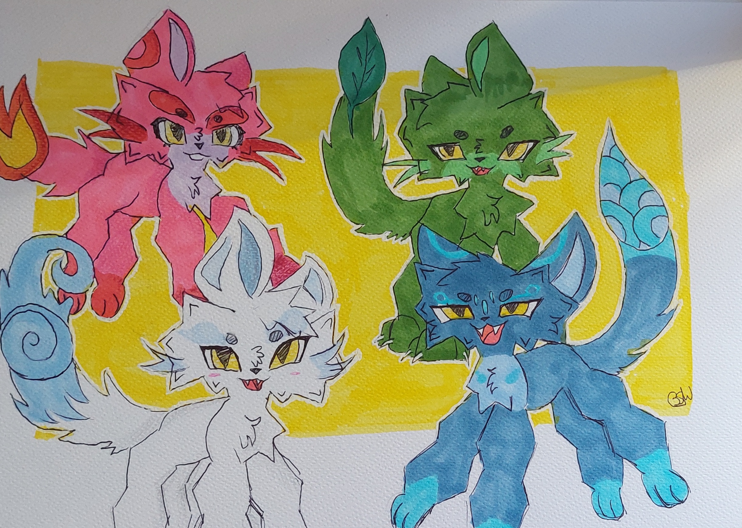 The Elemental Cats (commission) by BreezewhisperOC on DeviantArt