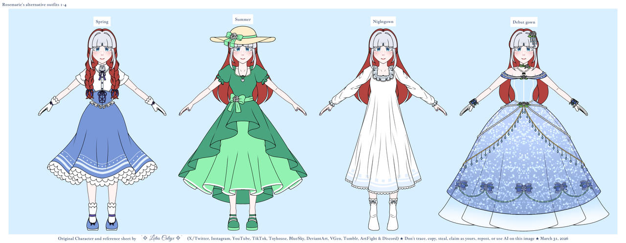 Rosemarie Alternative Outfits 1-4 by AngelicEllise on DeviantArt
