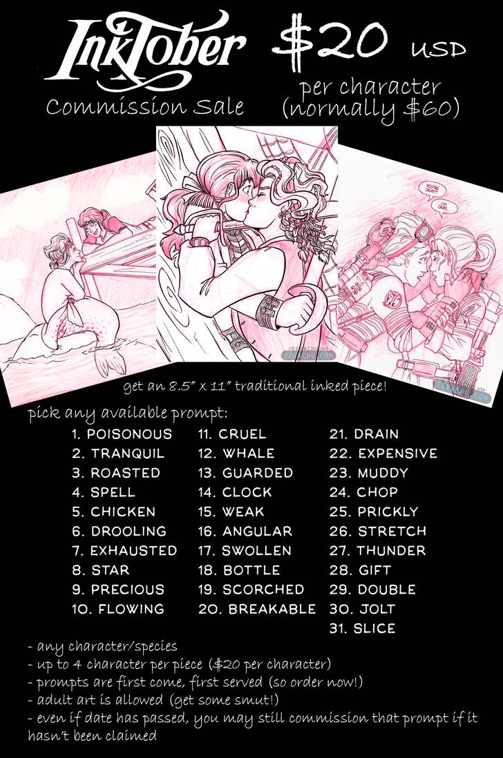 Inktober 2018 Commission Sale by Squiggalaimon