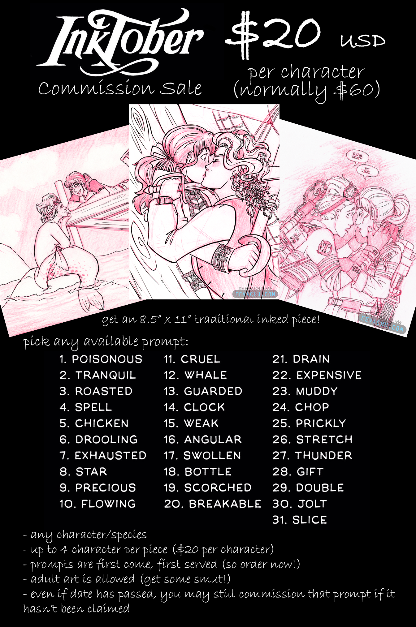Inktober 2018 Commission Sale by Squiggalaimon