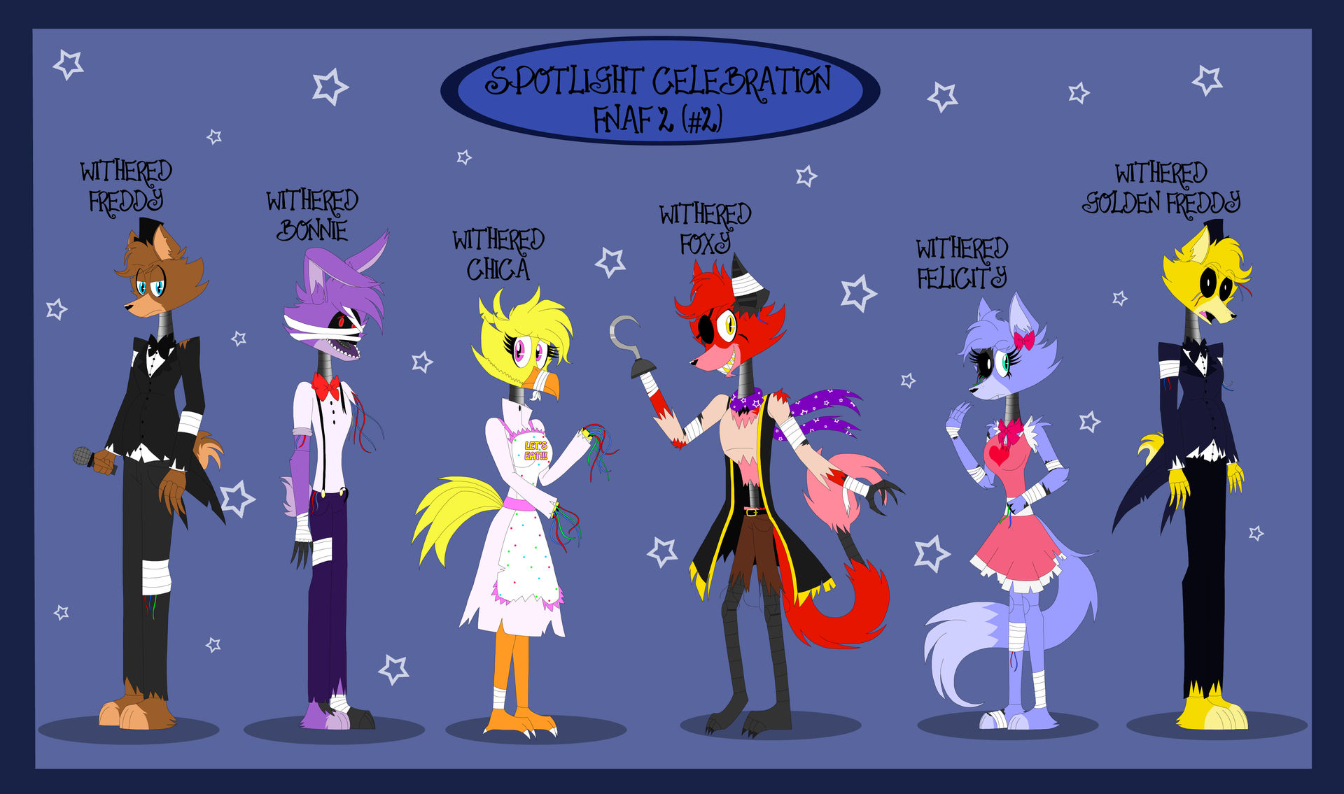 Spotlight Celebration AU FNAF 2 Lineup (#2) by StellaEX on DeviantArt