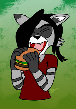 Jessebelle eats a burger