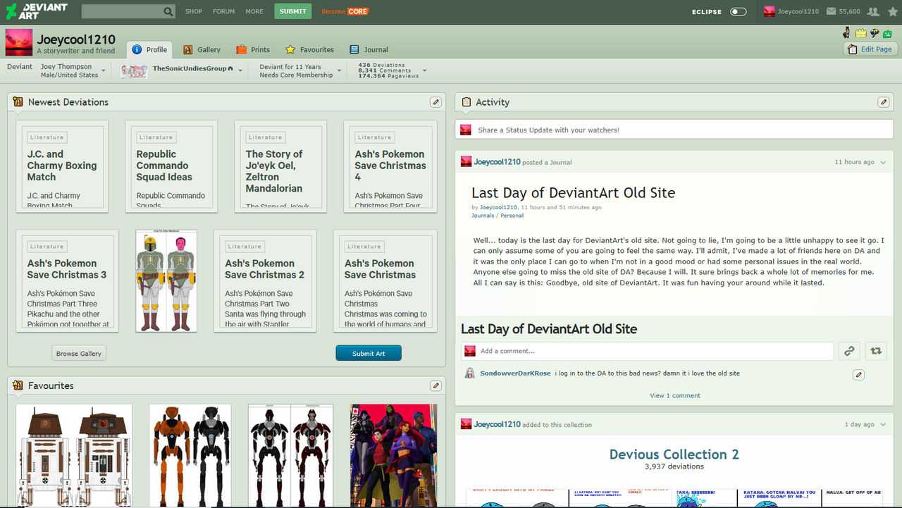 Generic Deviantart Profile Deviantart Profile (Old Page) by Joeycool1210 on DeviantArt