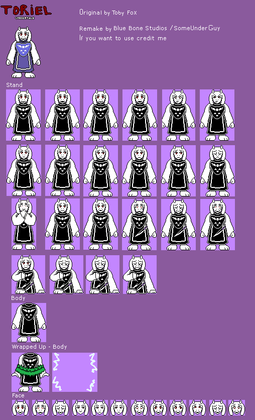 Toriel sprite sheet by BlueBoneStudios by BlueBoneStudios on DeviantArt