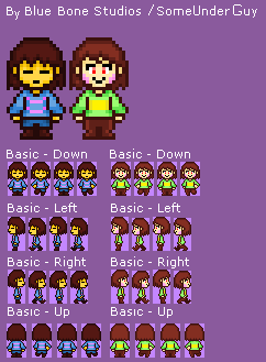 Some Frisk And Chara Overworld Sprites By Bluebonestudios On Deviantart