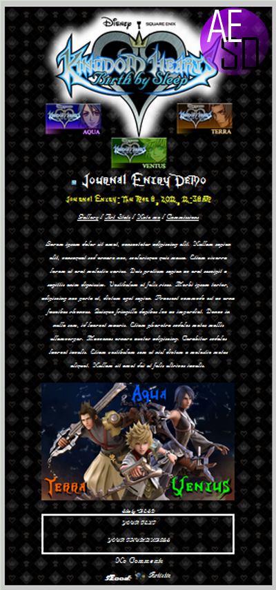 Kingdom Hearts Birth By Sleep Journal CSS