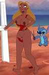 Now is a nudist beach (Lilo and Stitch Lifeguard) by Pedroillusions