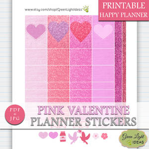 Pink Valentine Happy Planner Stickers