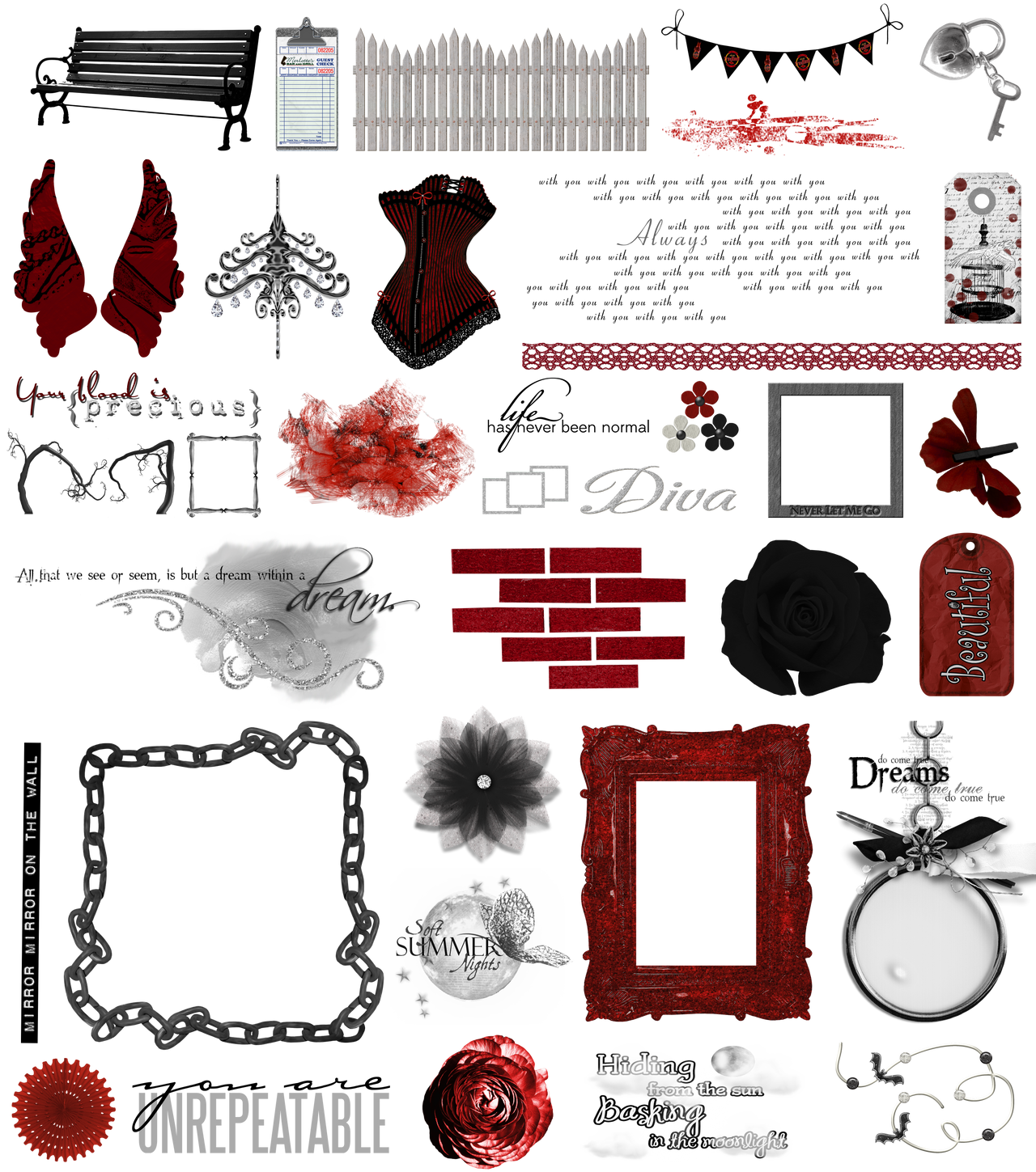 True Blood / Vampire: Word Art + Clear Cut PNG 29