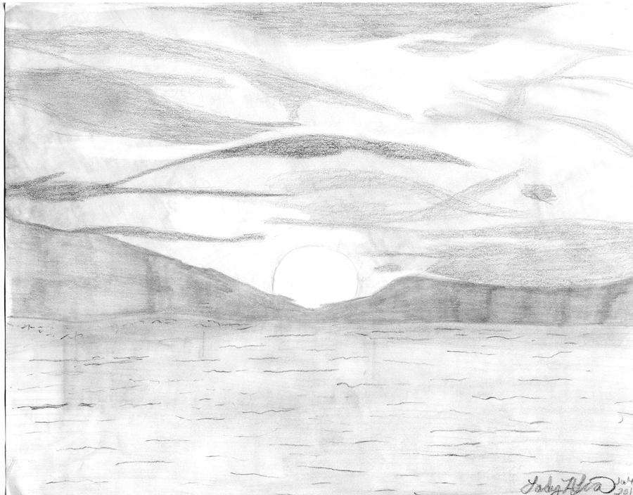 Request: Black and White Sunset Drawing