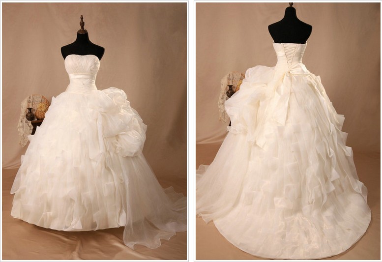 Ivory Organza Fashion Princess Wedding Dress