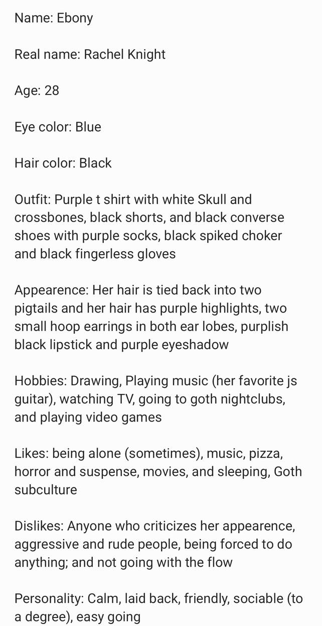 Goth OC bio by SolarisSlayer06 on DeviantArt