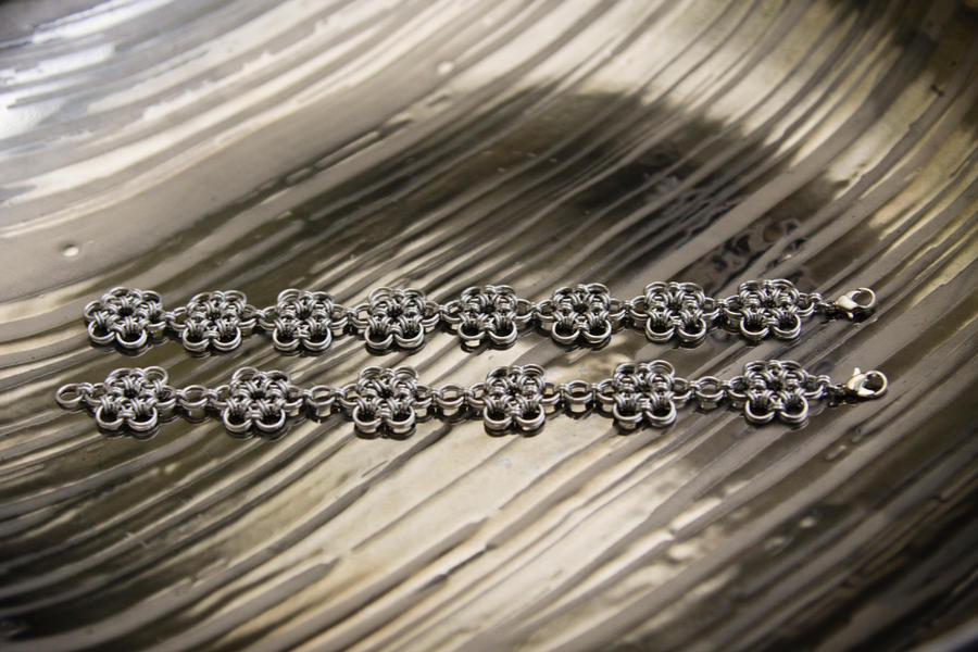 Chainmail Flower Bracelets by emereldstar on DeviantArt