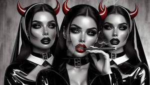 Devilish Nun's with Smoking Addiction