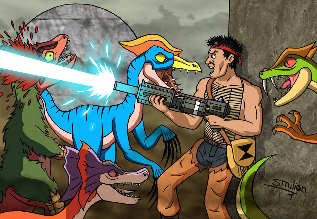 Turok Vs Raptor Monsters Commission