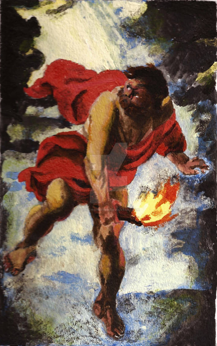 Prometheus Making Fire Replification of Prometheus Carrying Fire by fightinggriffen on DeviantArt
