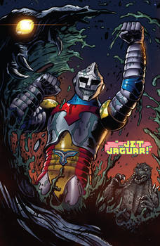 Godzilla Rulers of Earth: Jet Jaguar defeats Orga.