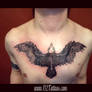 Skully Bird Chest Tattoo