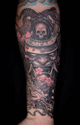 Samurai and Dragon Forearm Tattoo