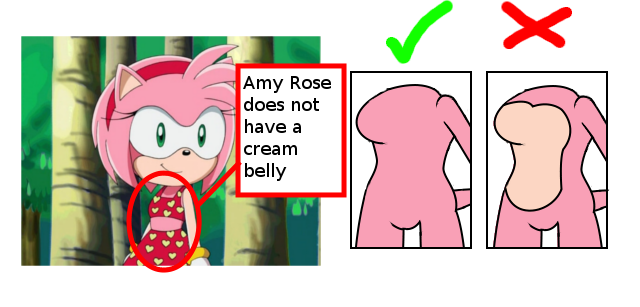 Amy Rose has no cream belly