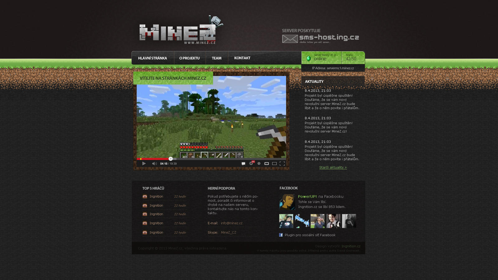 Webdesign MineZ.cz - Minecraft