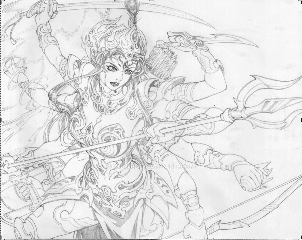 Devi Durga sketch done during  the pujas XD