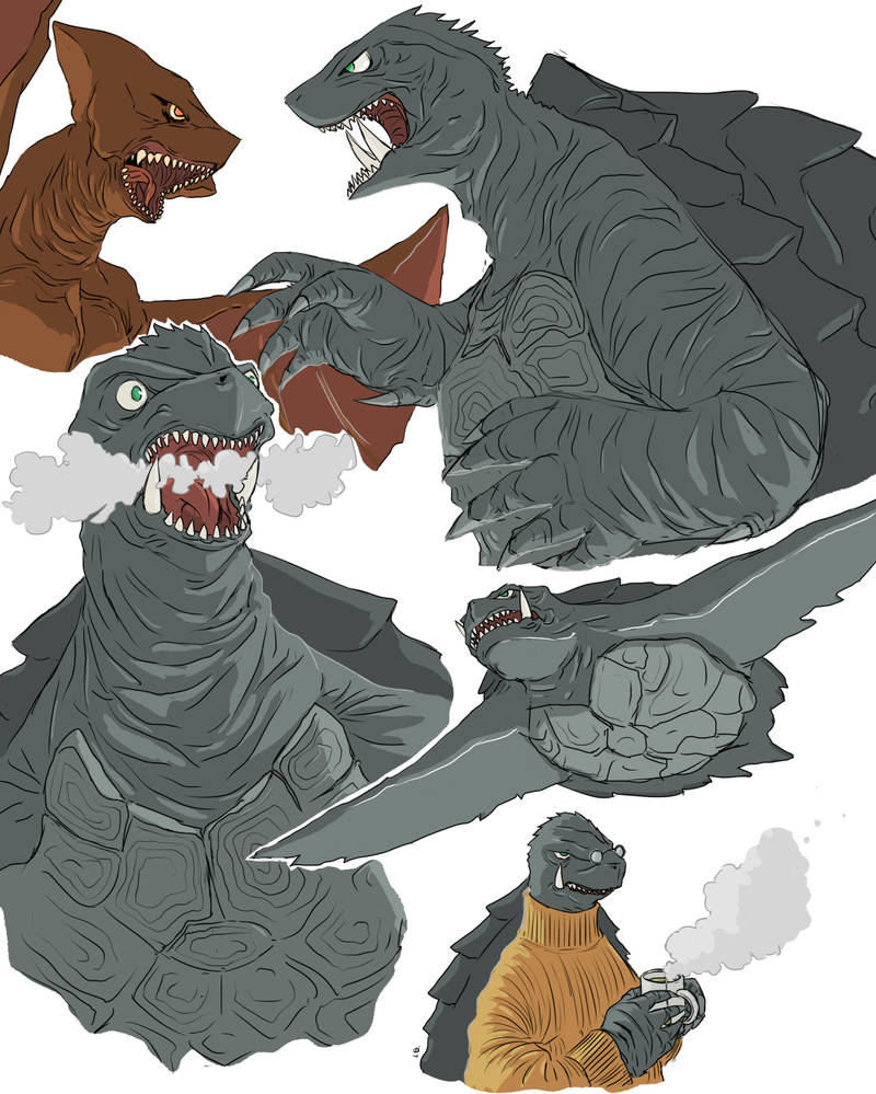 Gamera sketches - grey variants by Balakin1 on DeviantArt