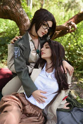 Hange and Pieck - Attack on Titan - me with Kanra by eveninkcosplay