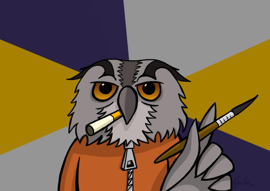 Cartoon Art-Student Owl